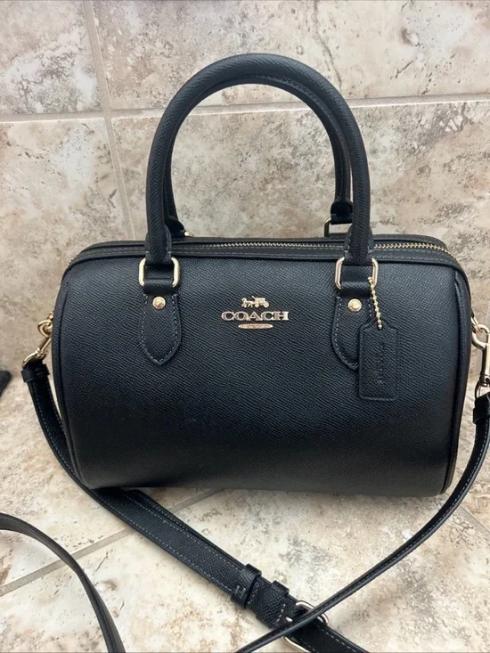 AUTHENTIC COACH ROWAN LEATHER SATCHEL ELBOW BAG PURSE CH282 BLACK - Picture 2 of 7